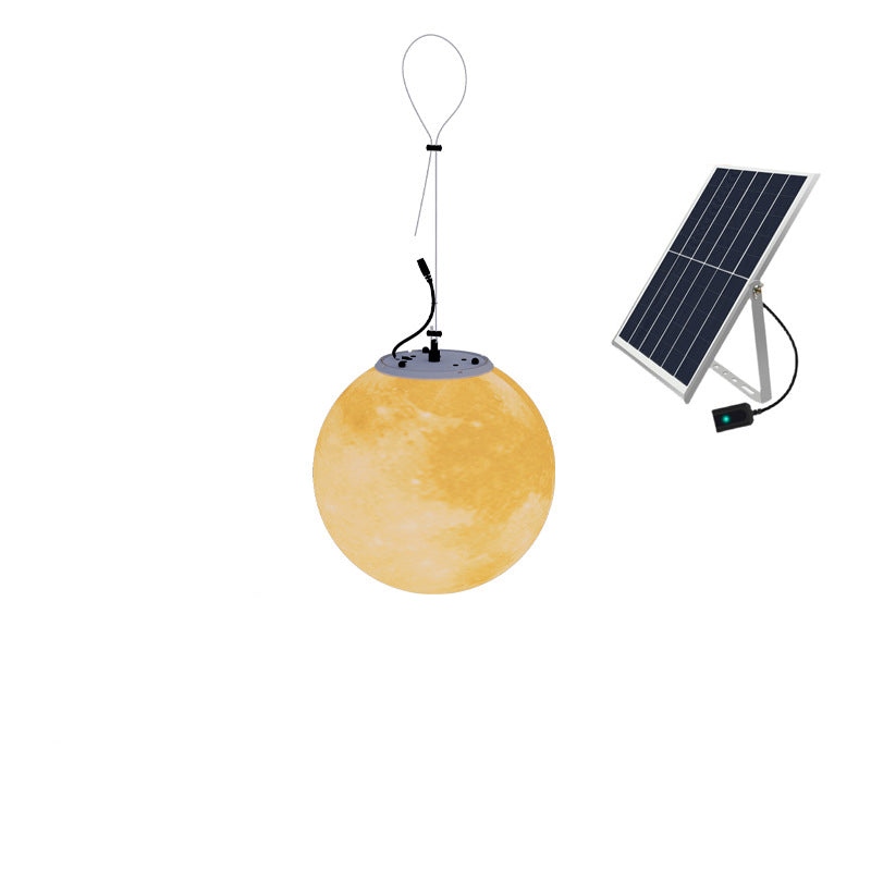SolenGlow Nordic Solar LED Pendelleuchte | Wasserdicht | Runde Mondform | Außenbeleuchtung für Terrasse und Garten