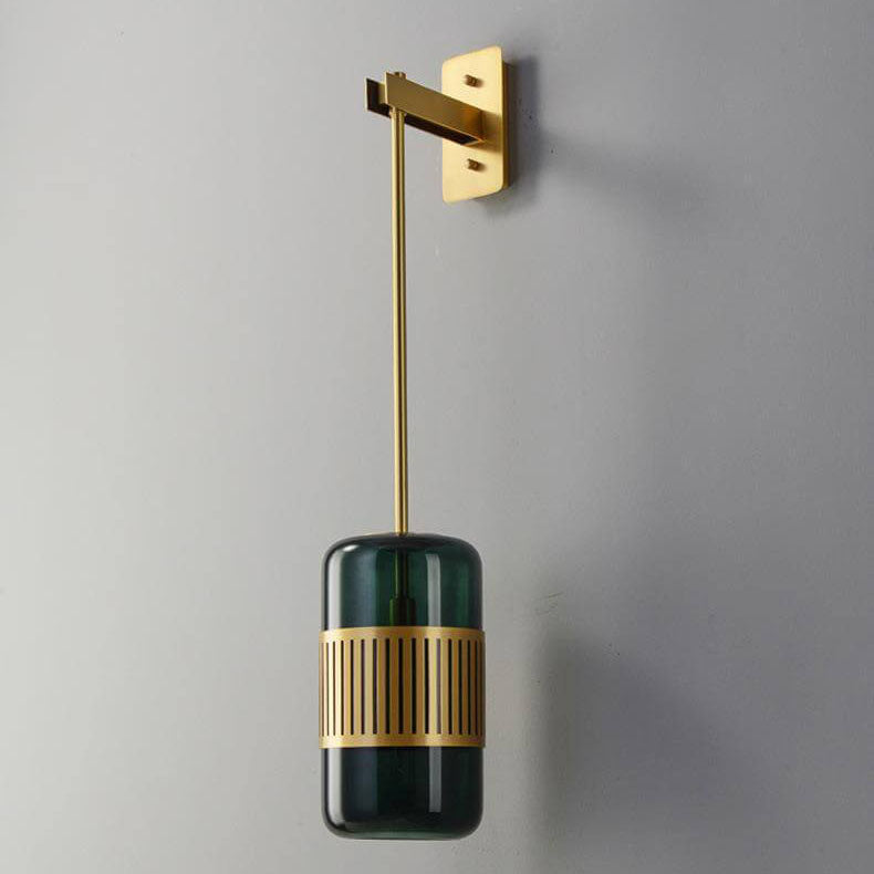 BrassLume Vintage Wandleuchte | Zylindrisches Glas & Messing | 1-flammig | Luxuriöses Design für Wohnzimmer & Flur