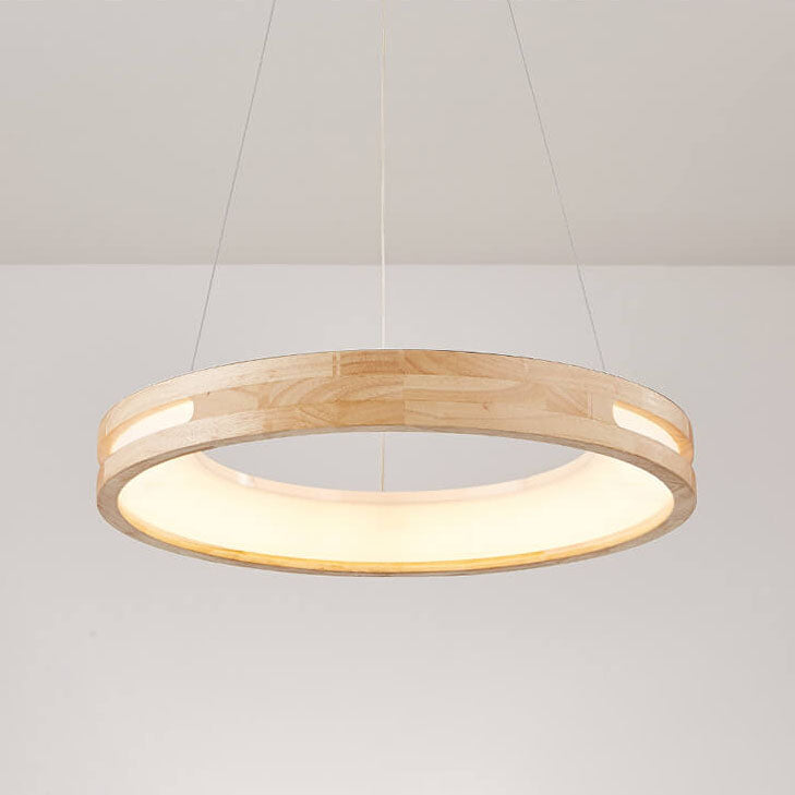 ZenCircle Japanischer LED Kronleuchter | Minimalistisches Design | Holzring | Dimmbar