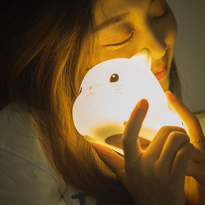 GlowKitty LED Nachtlicht | Kreative Silikon-Katzenlampe | USB-Aufladung & Timer | Kinderzimmer & Stimmungslicht