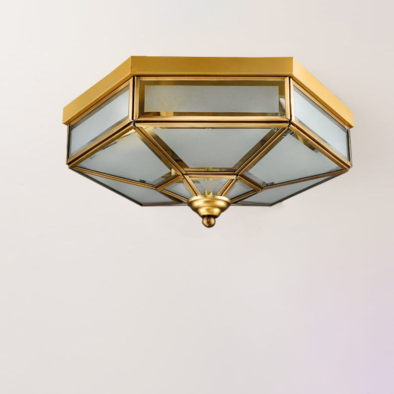 Coppera Flushmount Deckenleuchte | Europäisches Design | Poligonale Glasstruktur | 3/4-flammige Beleuchtung für Wohnzimmer