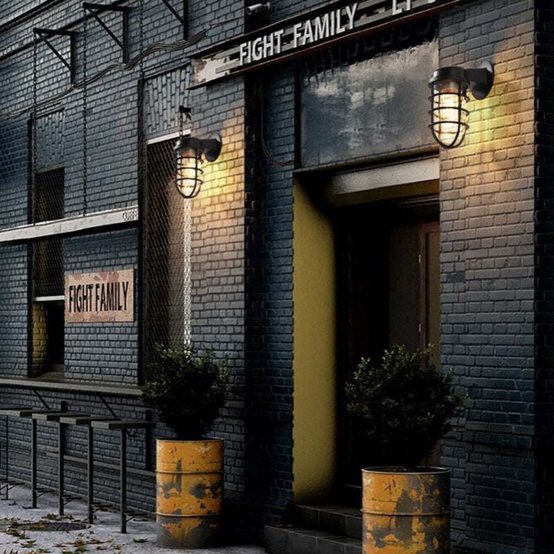 CageBright Aluminium Wandlampe mit Rundkäfig | Wasserdicht | Industrielles Design für Eingangsbereich & Außenbereich