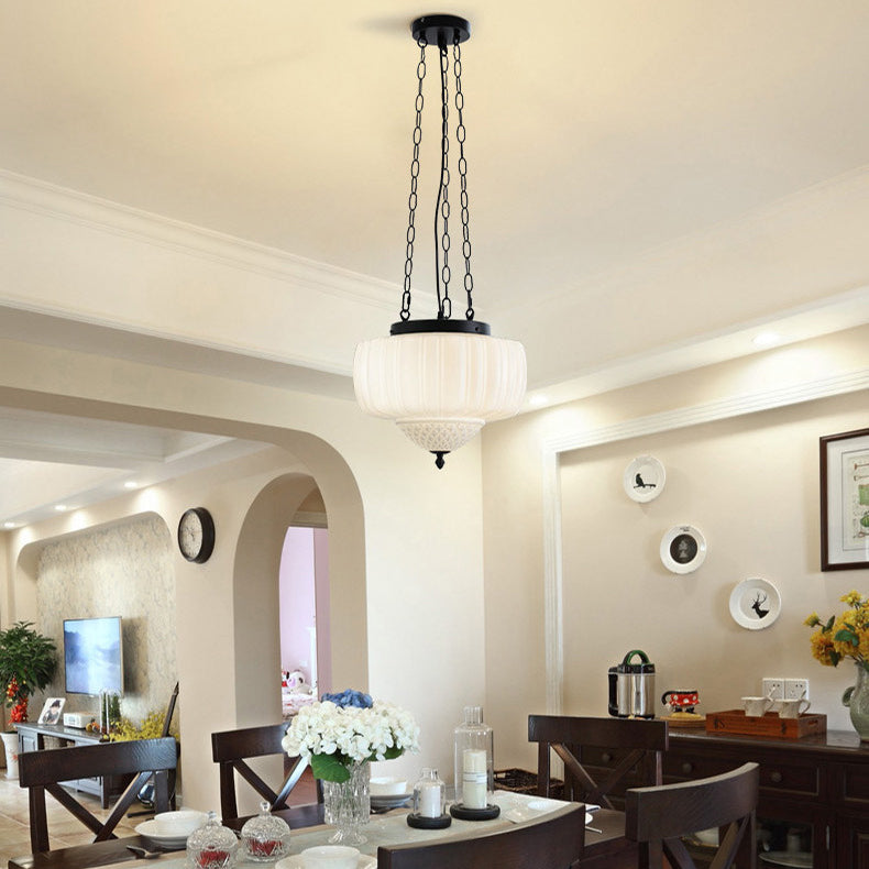 Creamora Pendelleuchte | Modernes Laternen-Design | Eisen & Glas | 3-flammige Beleuchtung für Wohnzimmer