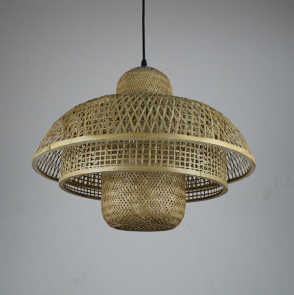 KashiLight Japanische Vintage Bambus-Pendelleuchte | Natürlicher Stil | 1-Flammig