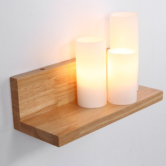 ZenCylin Wandlampe | Japanisches Minimalistisches Design | Holz & Glas | 1-Licht