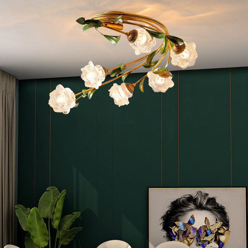 FleurLuxe Französisches Design Deckenleuchte | 6-Licht | Blumenmotiv | Für Wohnzimmer