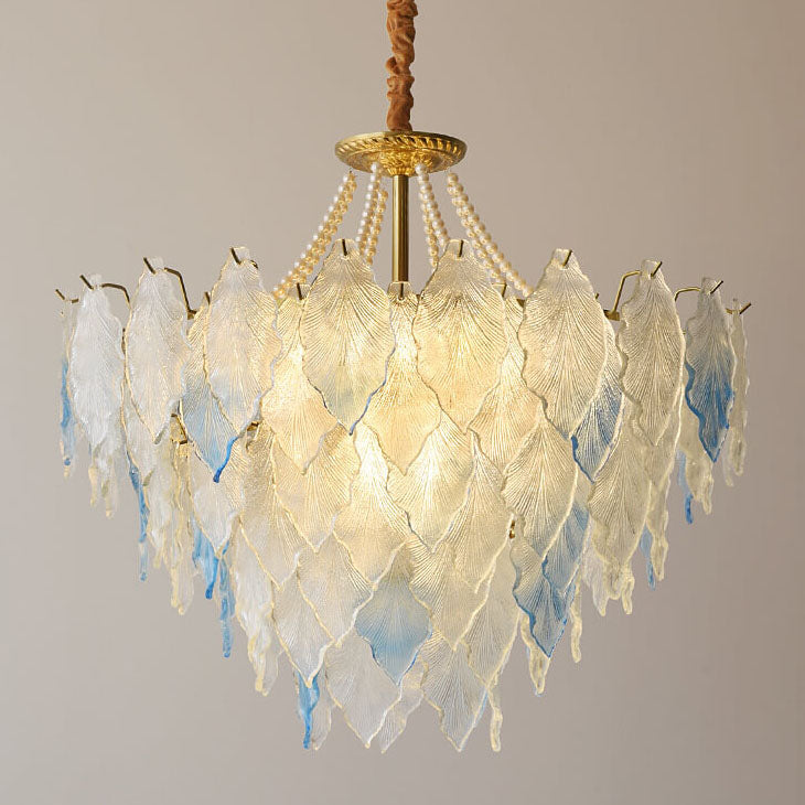 LeafElegance Kronleuchter im französischen Stil | Baumblatt-Design | 3/6/9/12 Lichter | Eisen & Kupfer mit Glaskristallen