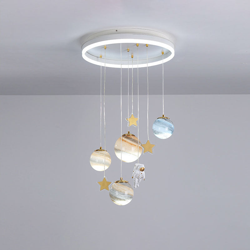 AstroGlow Kinder Deckenleuchte | Skandinavisches Planeten-Design | Acryl & Glas | LED Flush Mount