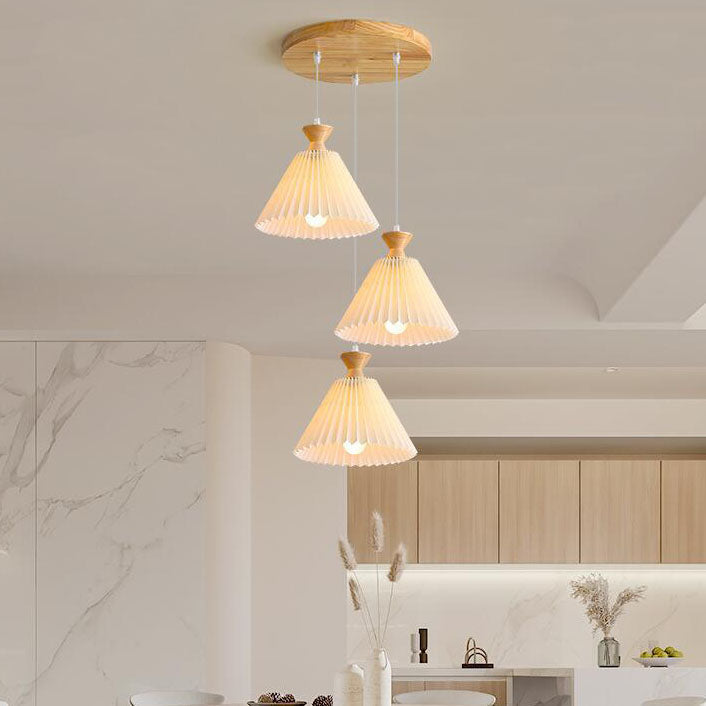 WoodLoom Nordic Pendelleuchte | Faltkegel-Holzdesign | 1/3-flammiger Kronleuchter | Inselbeleuchtung