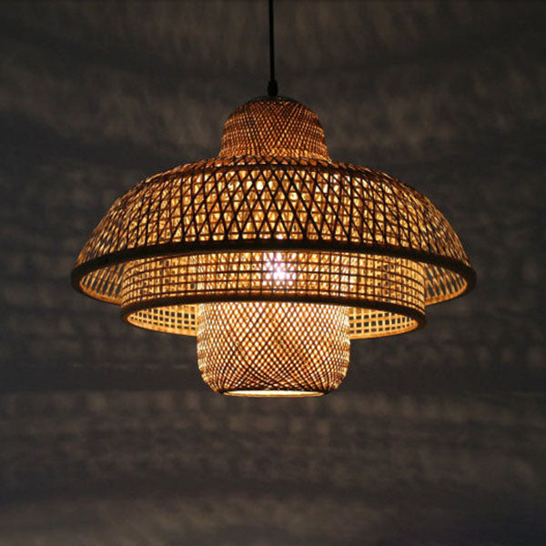 KashiLight Japanische Vintage Bambus-Pendelleuchte | Natürlicher Stil | 1-Flammig