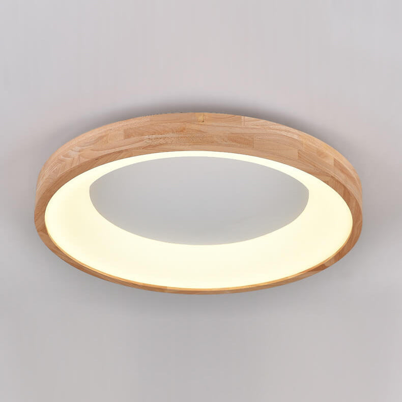 ScandiAura Holz LED Deckenleuchte | Minimalistisches Runddesign | Warmes Licht | Energiesparend