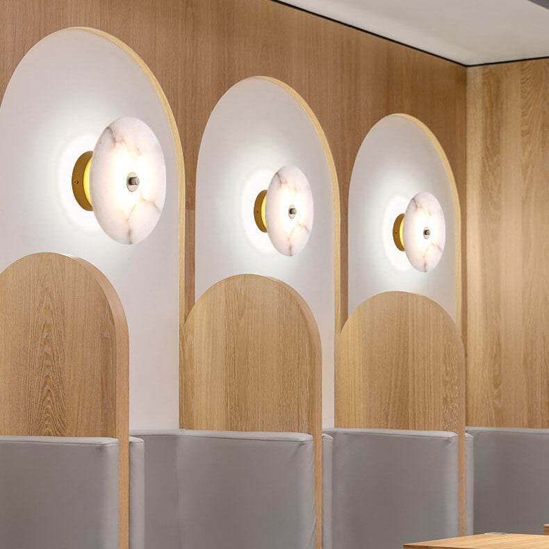 Marblios Runde LED Wandleuchte | Luxus-Marmor & Acryl-Design | Warmes Licht | Modern & Stilvoll für Wohnzimmer & Schlafzimmer