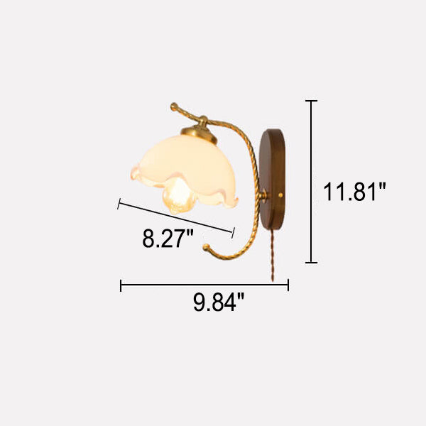 BelleLumière Französische Vintage Wandleuchte | Glas-Petals Design | Elegante Wandlampe | Deko & Beleuchtung