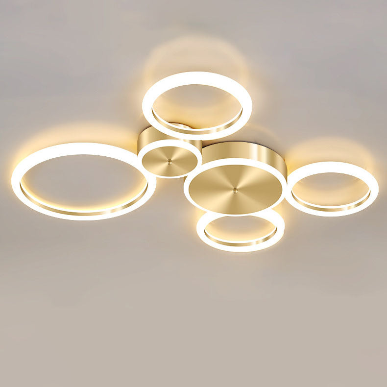 AurumGlow LED Deckenleuchte | Modernes Golden Circle Design | Acryl Flush Mount | Luxus Beleuchtung
