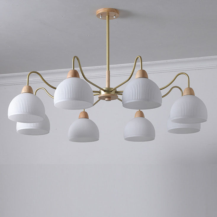 Gloriva Japanischer Kronleuchter | Glas & Holz | 3/6/8-flammig | Minimalistisches Design