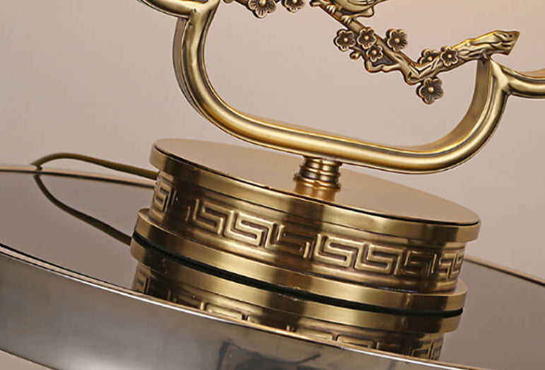 AuroraLume Klassische Tischlampe | Kupfer & Glas | Elegantes Design mit Handgravur | Beleuchtung & Deko für Zuhause