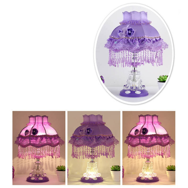 Elarion Glow Tischlampe | Europäisches Design | Stoffschirm & Glasfuß | Dimmbar | Romantische Beleuchtung