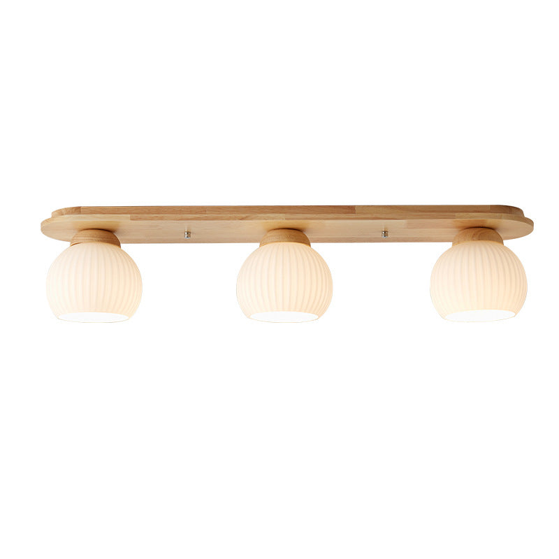 Zeniro Japanischer Stil Deckenleuchte | Gestreiftes Glas & Holz | Flush Mount | Minimalistisches Design