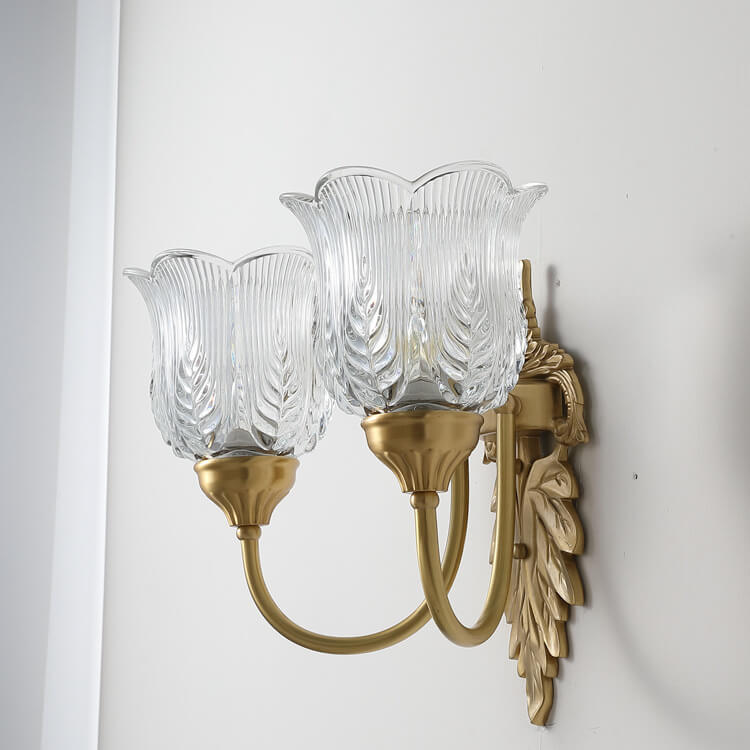 LustraBloom Vintage Wandleuchte | Messing & Glas | 1/2 Flammen | Elegantes Blütendesign