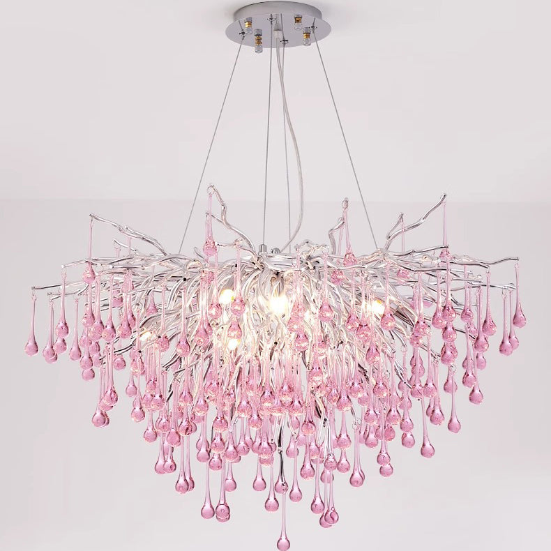 CrystalBliss Luxuriöser Kronleuchter | Glas | Aluminium | 6/8/10/14-Lichter | Zweig-Design | Perfekt für Esszimmer