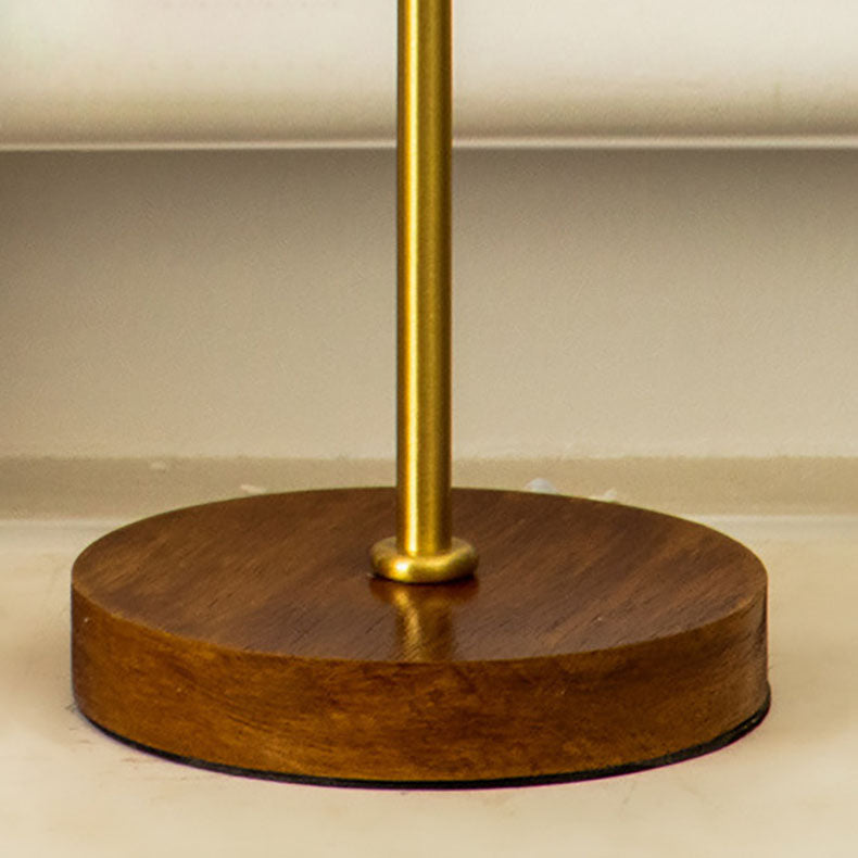 Velvora Europäische Tischlampe | Samt-Trommeldesign | Kupfer-Holz-Sockel | Wohnzimmerbeleuchtung