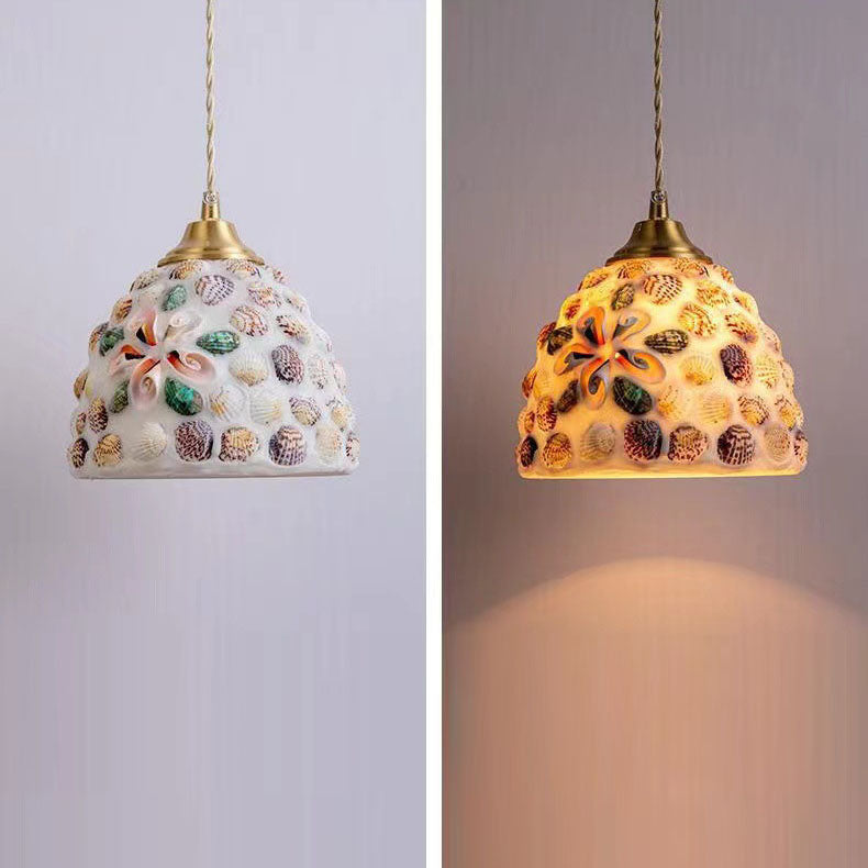 ArtiaShell Tiffany-Stil LED Hängeleuchte | Halbkreisförmiges Design | Stimmungslicht für Schlafzimmer