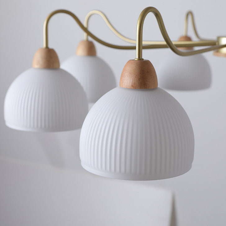 Gloriva Japanischer Kronleuchter | Glas & Holz | 3/6/8-flammig | Minimalistisches Design