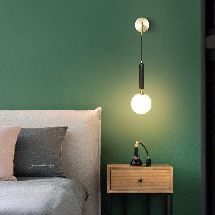 Marbelis Sphere LED Wandleuchte | Moderner Luxus | Marmor-Arm & Kugelschirm | Dekorative Beleuchtung