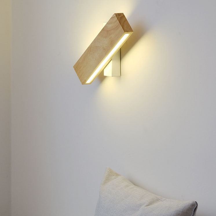 LumoLog Japanischer Minimalistischer Rotierender LED Wandstrahler | Holzoptik | Dimmbar | Modernes Design für Zuhause