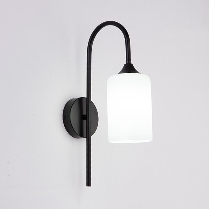 GlintArc Wandlampe | Minimalistisches Zylinderglasdesign | Flexibler Arm | 1-Licht Wandleuchte für stilvolle Räume