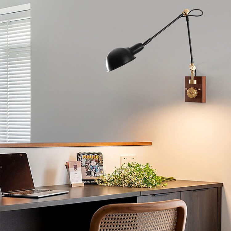 Walvora Vintage Wandlampe | Japanisches Design | Drehbar | Holz & Metall | Wandleuchte für Zuhause