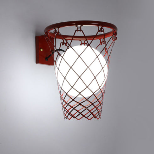 Slamora Kinder Wandleuchte | Basketballkorb Design | Glas & Metall | Art Déco Stil | Schlafzimmerlicht