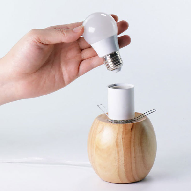 LuxeSphere Scandinavian Tischlampe | Holzsockel | Orb Glas-Design | Perfekt für Schlafzimmer & Wohnzimmer | Stimmungslicht