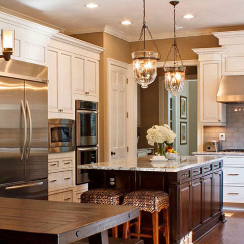 RusticaLume Kronleuchter | Runde Glaslaterne | Rustikales Design | 3-flammig | Wohnzimmer-Beleuchtung