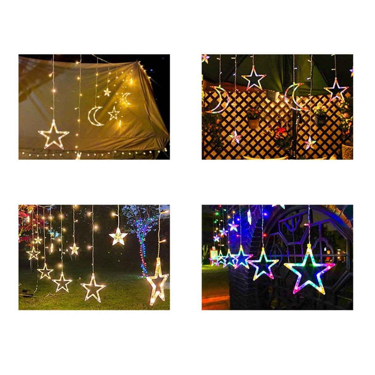 StarLuma SolarCurtain Lichterkette | LED Mond- & Sternendekor | Outdoor Weihnachtsbeleuchtung | Warmweiß oder Farbig