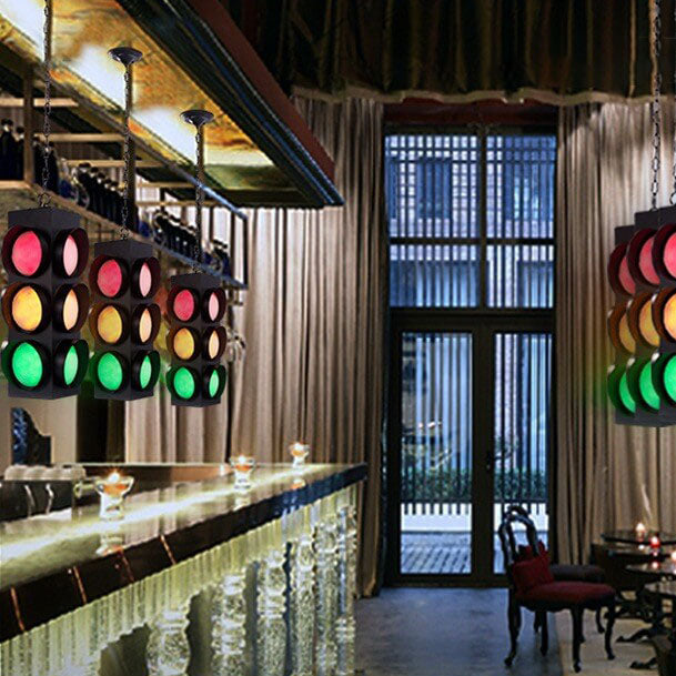 LumoStop Retro Pendelleuchte | Ampel-Design | Eisen & Glas | LED Beleuchtung