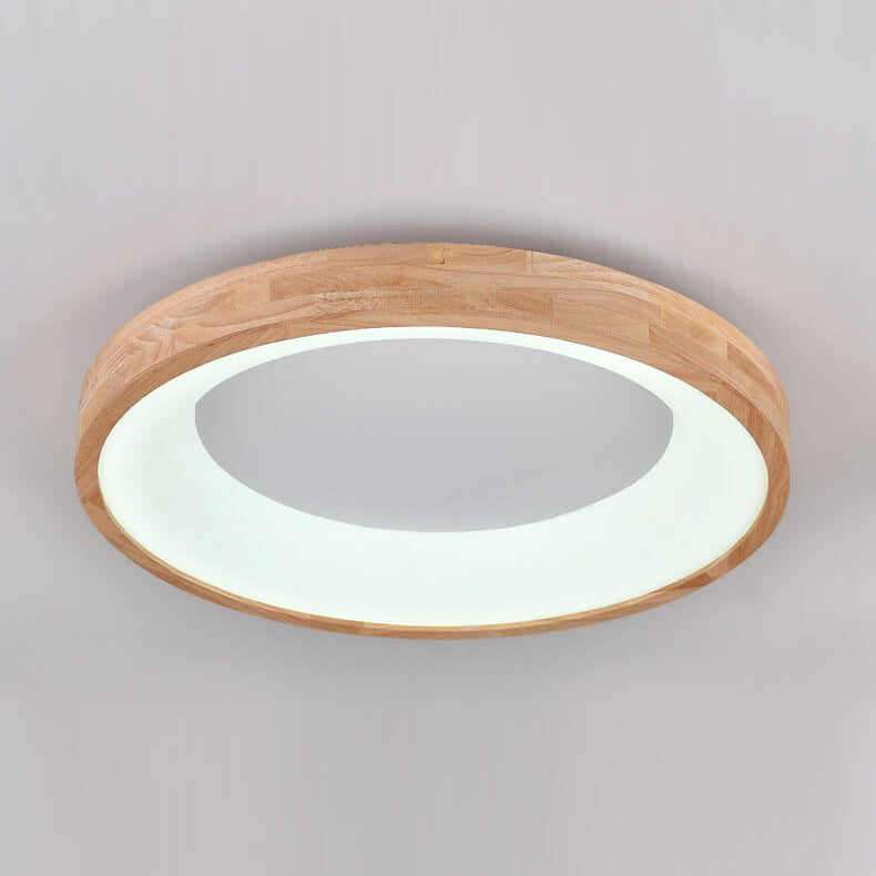 ScandiAura Holz LED Deckenleuchte | Minimalistisches Runddesign | Warmes Licht | Energiesparend