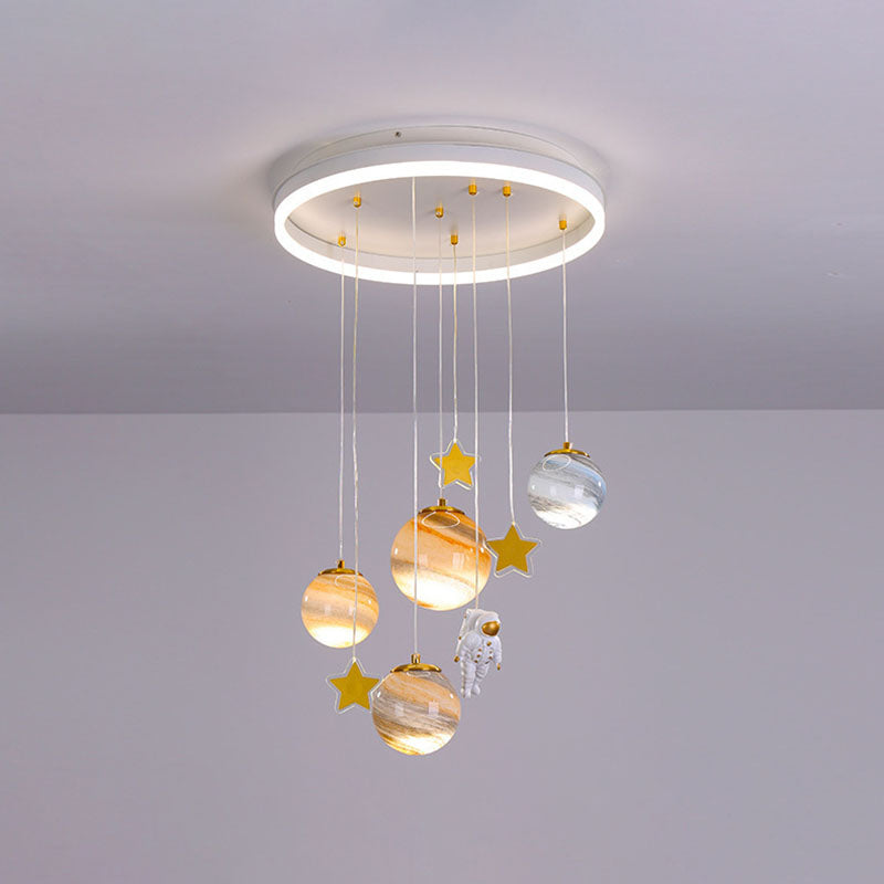AstroGlow Kinder Deckenleuchte | Skandinavisches Planeten-Design | Acryl & Glas | LED Flush Mount