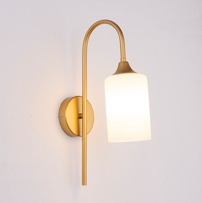 GlintArc Wandlampe | Minimalistisches Zylinderglasdesign | Flexibler Arm | 1-Licht Wandleuchte für stilvolle Räume