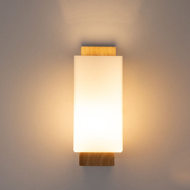 ArchiGlow Wandleuchte | Modern Minimalistisch | Holz & Glas Säule | 1-flammig | Wandlampe
