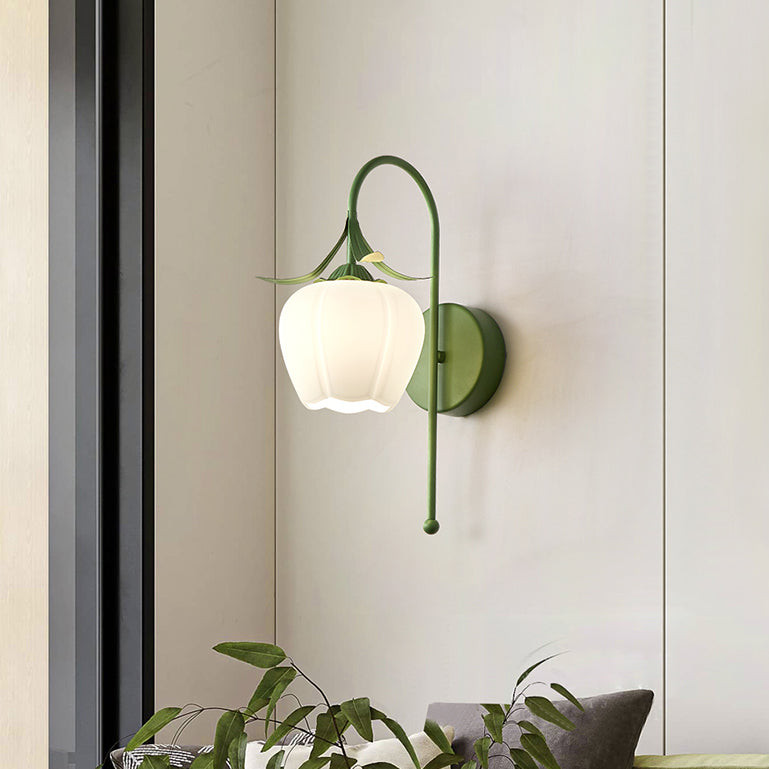 Lunaris Wandlampe Nordic Vintage Design | Kürbisglas | Florales Muster | 1-Flammig | Wandleuchte