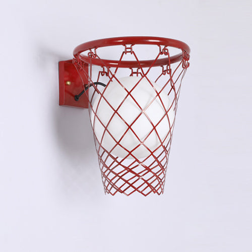 Slamora Kinder Wandleuchte | Basketballkorb Design | Glas & Metall | Art Déco Stil | Schlafzimmerlicht