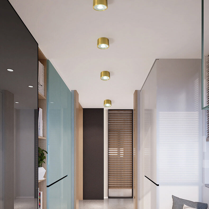 LumaBrass LED Deckenstrahler | Zylindrisches Design | Moderne Flush Mount Beleuchtung | Neutralweiß (4000K)