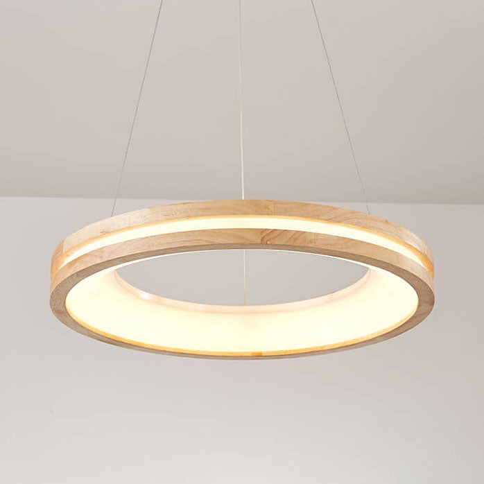 ZenCircle Japanischer LED Kronleuchter | Minimalistisches Design | Holzring | Dimmbar