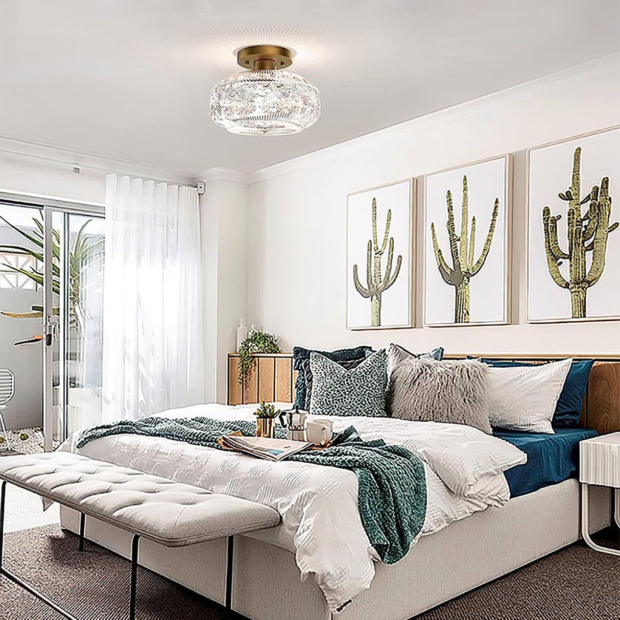 LustraTex Deckenleuchte | Texturiertes Glas | Industrial Design | Halb-Einbau für Wohnzimmer