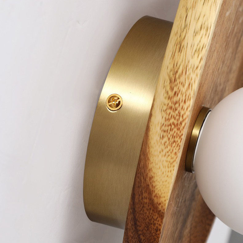 AuroraCraft Japanische LED-Wandleuchte mit Holz & Glas | Irreguläres Oval | Warmes Licht für Schlafzimmer & Wohnzimmer