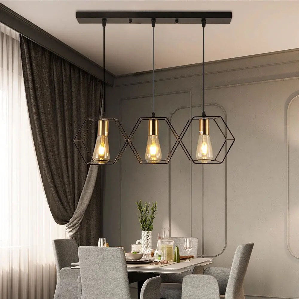 Ironis Vintage Kronleuchter | Geometrisches Design | 3/5-flammige Inselbeleuchtung | Industrieller Stil