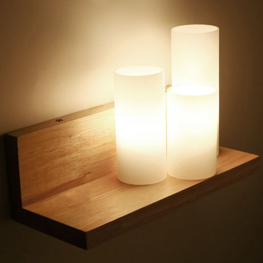 ZenCylin Wandlampe | Japanisches Minimalistisches Design | Holz & Glas | 1-Licht