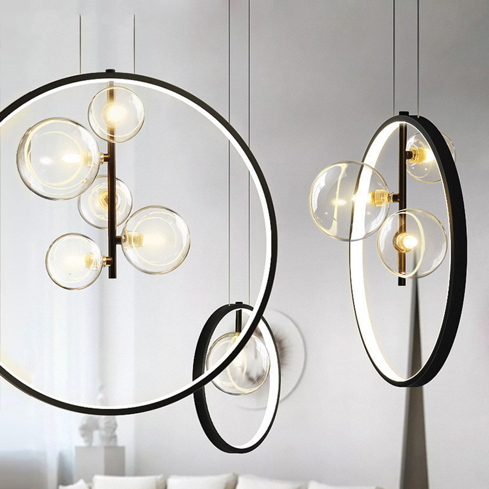 Luminisa Skandinavische Bubble Glas Pendelleuchte mit Ring | Modernes Design | Dimmbar | Elegante Beleuchtung für Esszimmer & Wohnzimmer