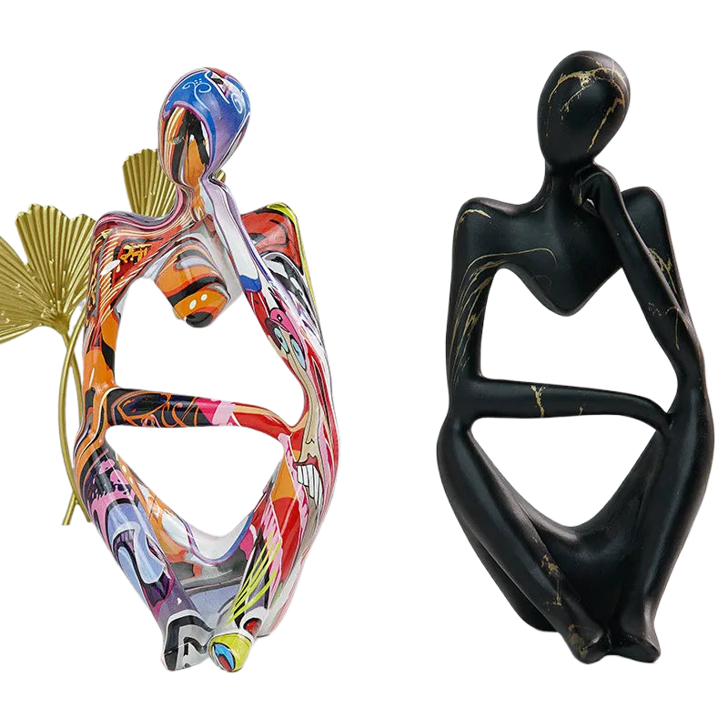 ArtMuse Graffiti Harz Skulptur | Abstrakte Kunstfigur | Denker Statue | Deko für Zuhause & Büro